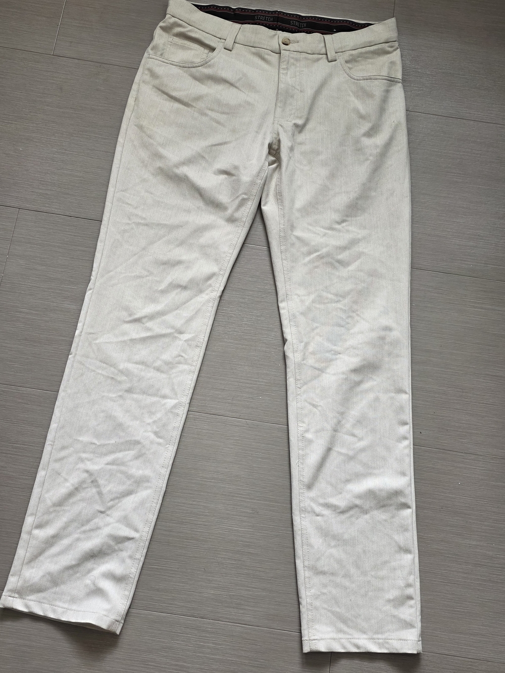 Men's Slim-Fit Casual Pants in Off-White 34